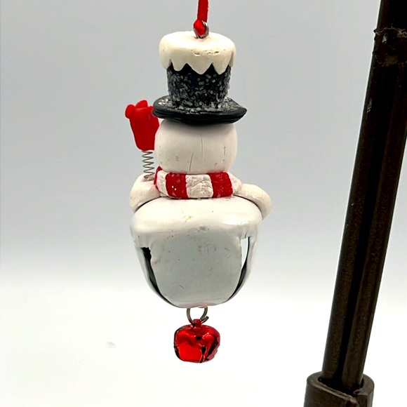 Christmas snowman bell painted, embellished tree ornament - Picture 3 of 7